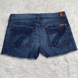 7 For All Mankind Women's Dark Blue Dojo Cotton Denim Shorts Size 28
